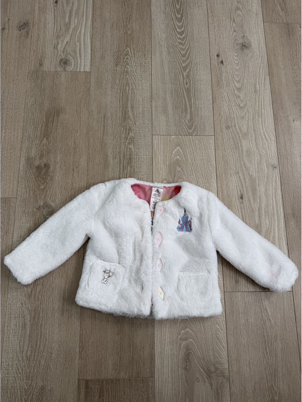 Disney Frozen White Faux Fur Girls Jacket with Elsa Lining